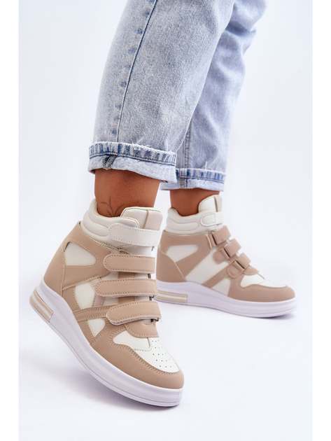 Sneakersy damskie na koturnie za kostkę na rzepy Inari 39 Beżowe (5905677435795) - obraz 4