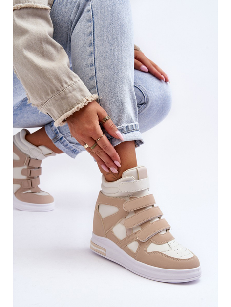 Sneakersy damskie na koturnie za kostkę na rzepy Inari 39 Beżowe (5905677435795) - obraz 6