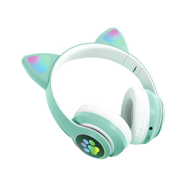 Наушники c кошачьими ушками CAT BL 4.2 c RGB подсветкой и MP3 плеером MicroSD, FM Зеленые - Фото 4 Наушники c кошачьими ушками CAT BL 4.2 c RGB подсветкой и MP3 плеером MicroSD, FM Зеленые - изображение 4