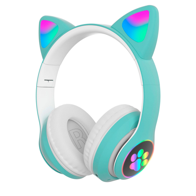 Наушники c кошачьими ушками CAT BL 4.2 c RGB подсветкой и MP3 плеером MicroSD, FM Зеленые - Фото 5 Наушники c кошачьими ушками CAT BL 4.2 c RGB подсветкой и MP3 плеером MicroSD, FM Зеленые - изображение 5