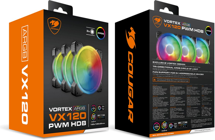 Набір вентиляторів Cougar Vortex ARGB VX 120 3 Pcs.Pack 120mm (CF-VX12HB3-RGB) - зображення 8