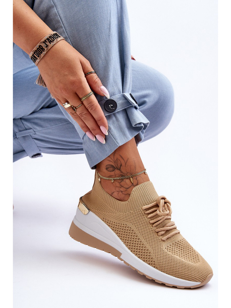 Sneakersy damskie na koturnie Visconti 39 Beżowe (5905677459418) - obraz 3