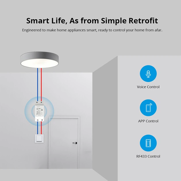 Розумний Wi-Fi перемикач Sonoff с RF 433 МГц (M0802010002) - зображення 6