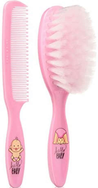 Гребінець для волосся Beter Baby Brush And Comb Set Pink (8412122349813) - зображення 1