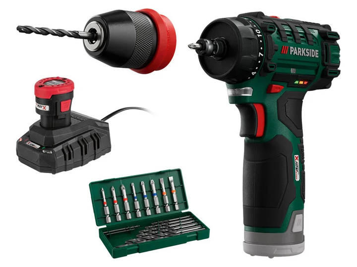 Шуруповерт аккумуляторный Parkside PBSA 12 D4 12В со съемным патроном ...