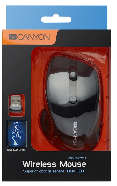 Mysz Canyon MW-01 Blue Led Wireless Czarna (CNS-CMSW01B) - obraz 5