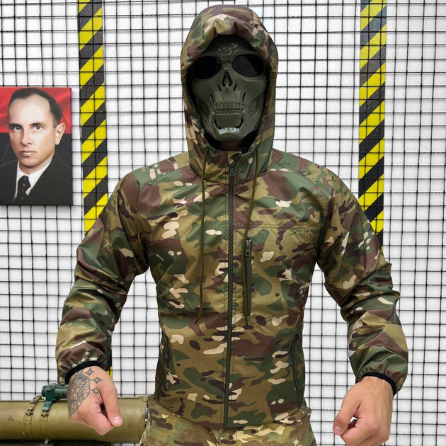 Чоловічий Дощовик із мембранної тканини / Водонепроникна Куртка з капюшоном мультикам розмір S - зображення 1