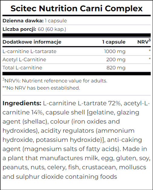 Дієтична добавка Scitec Nutrition Carni Complex 60 капсул (5999100029460) - зображення 2