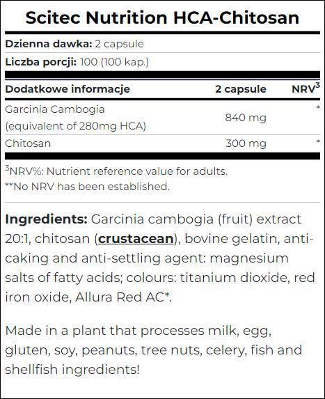 Suplement diety Chitozan Scitec Nutrition HCA-Chitosan 100 kapsułek (5999100029583) - obraz 2