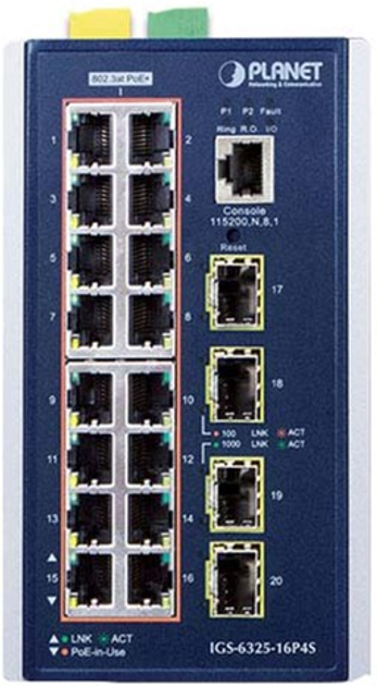 PoE Przełącznik sterownica Planet IGS-6325-16P4S gigabitowy (IGS-6325-16P4S) - obraz 1