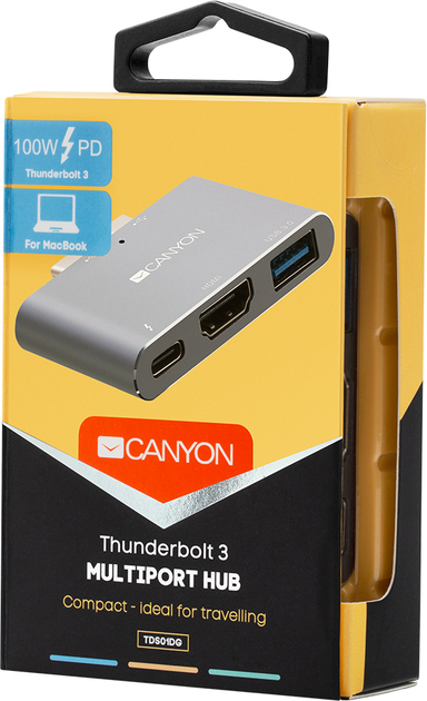 Wieloportowa stacja dokująca Canyon 3 w 1 z USB Type-C (CNS-TDS01DG) - obraz 4
