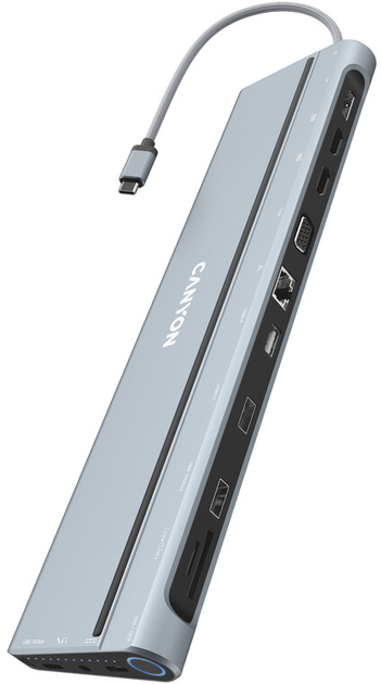 Мультипортова док-станція Canyon DS-90 USB-C 14-в-1 Dark grey (CNS-HDS90) - зображення 1