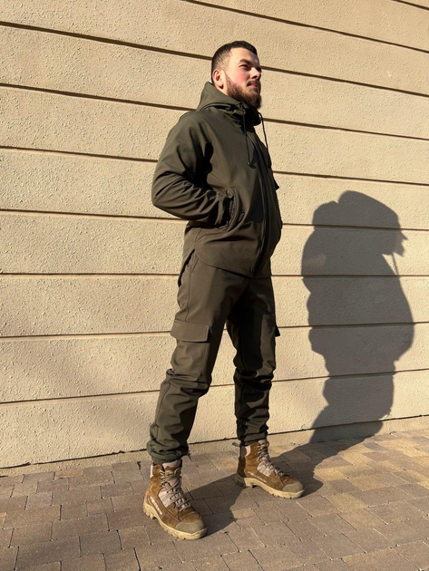 Тактичний водовідштовхувальний костюм із матеріалу Softshell (куртка + штани) XL, Хакі - зображення 1