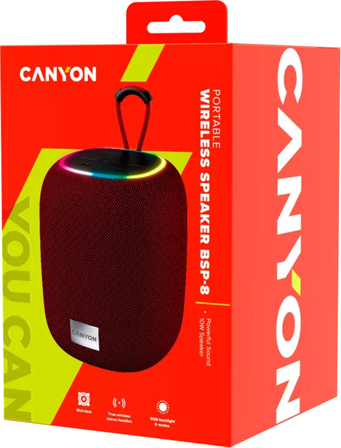 Głośnik przenośny Canyon BSP-8 BT V5.2 Czerwony (CNE-CBTSP8R) - obraz 5