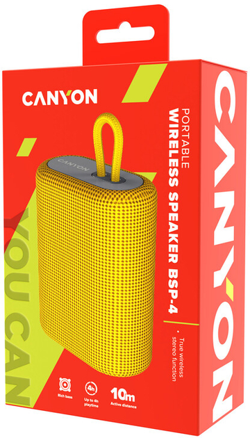 Акустична система Canyon BSP-4 BT V5.0 Yellow (CNE-CBTSP4Y) - зображення 5