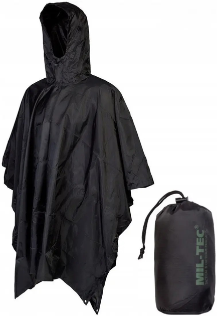 Почно, чорний MIL-TEC Poncho Ripstop Basic 10628002 - зображення 1