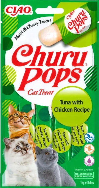 Ласощі для котів Churu Pops тунець з куркою 0.056 кг (8859387701015) - зображення 1