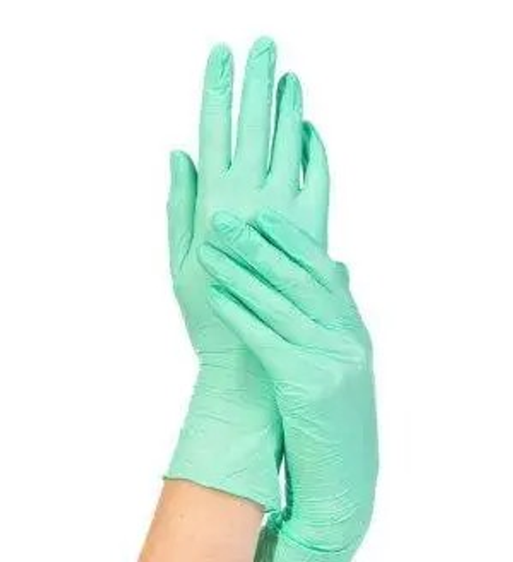 Нітрилові рукавички SFM (100 шт), розмір M, зелені - зображення 2