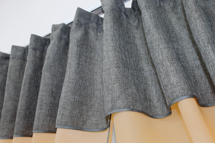 Кухонні штори VR-Textil № 073к з ламбрекеном і підхватами персиковий з сірим 265х170 см (52-0193) - зображення 5