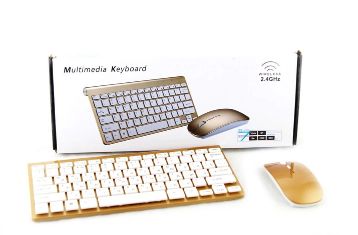 Клавіатура та мишка wireless 902 Бездротова Золота - зображення 2
