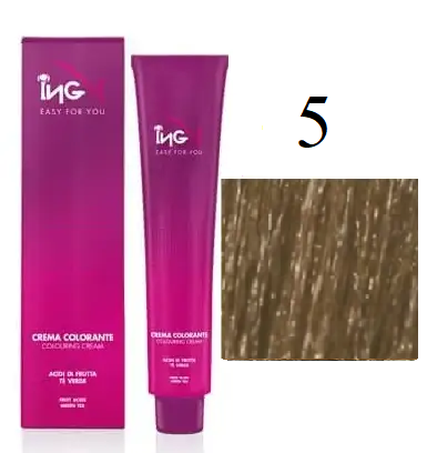 Крем-фарба для волосся безаміачна ING Professional Colouring Cream No Ammonia 5 Світло-каштановий 100 мл - Фото 1 Крем-фарба для волосся безаміачна ING Professional Colouring Cream No Ammonia 5 Світло-каштановий 100 мл - зображення 1