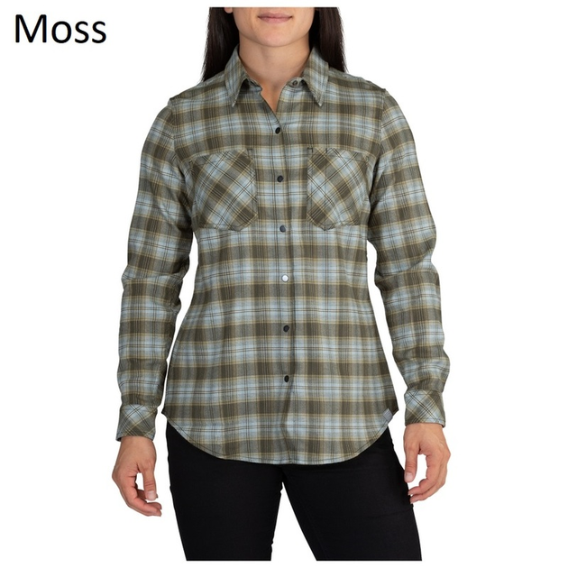 Женская тактическая фланелевая рубашка 5.11 HANNA FLANNEL 62391 X-Small, Moss Plaid - изображение 1