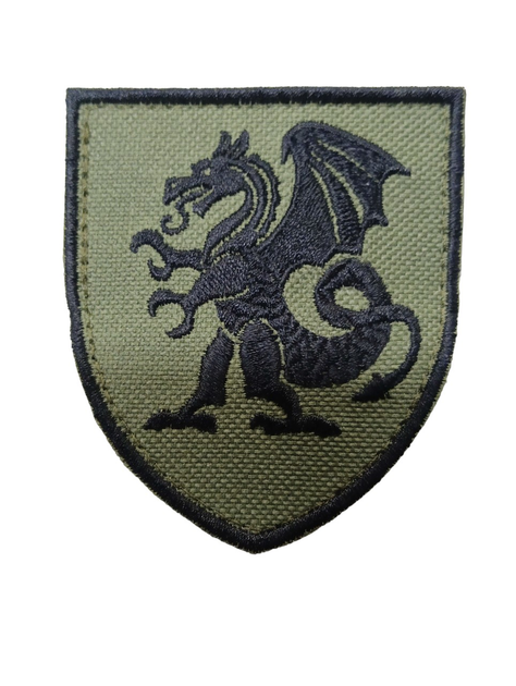 Шевроны щиток Tactic4Profi вышивка "21 ОМБР дракон" фон хаки (8*7) - изображение 1