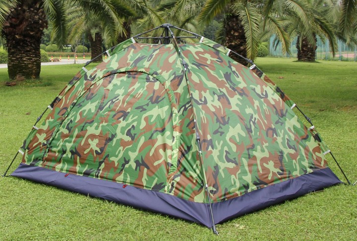 Комплект раскладной стол и 4 сула Easy Campi для пикника, кемпинга, рыбалки в чемодане Зеленый + Туристическая палатка 3х местная 2х2м Камуфляж + Складной мангал + Гамак Синий - изображение 6