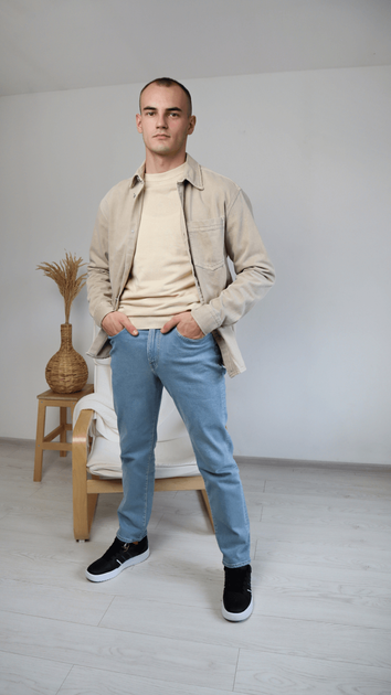 Чоловічий джемпер Slim fit Н&М (10262) S Бежевий - изображение 3