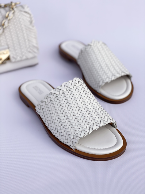 Michael Kors Dee Woven Leather Slide Sandal