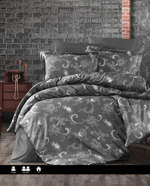 Постельное белье сатин люкс First Choice Carmina anthracite евро ...
