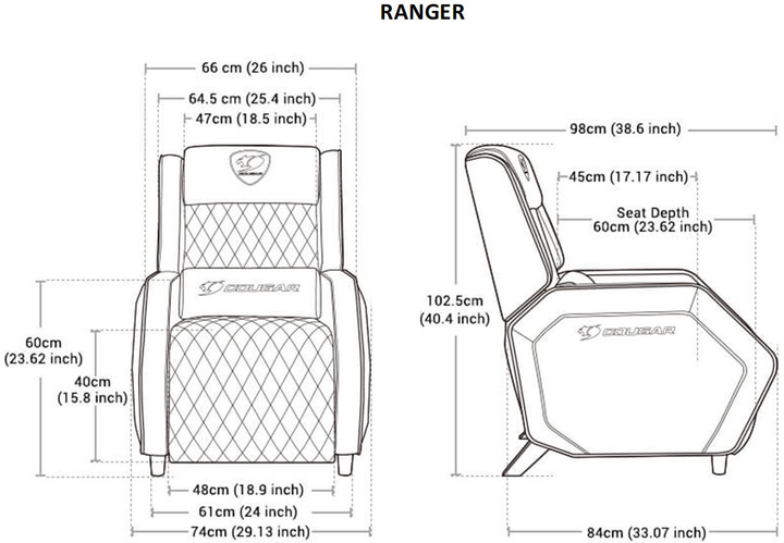 Fotel gamingowy Cougar Ranger PS Black/Blue(CGR-SA2) - obraz 7