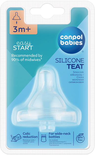 Соска силіконова для пляшечок із широкою шийкою Canpol Babies EasyStart Трипозиційна з 3 місяців 1 шт. (21/724) - зображення 2
