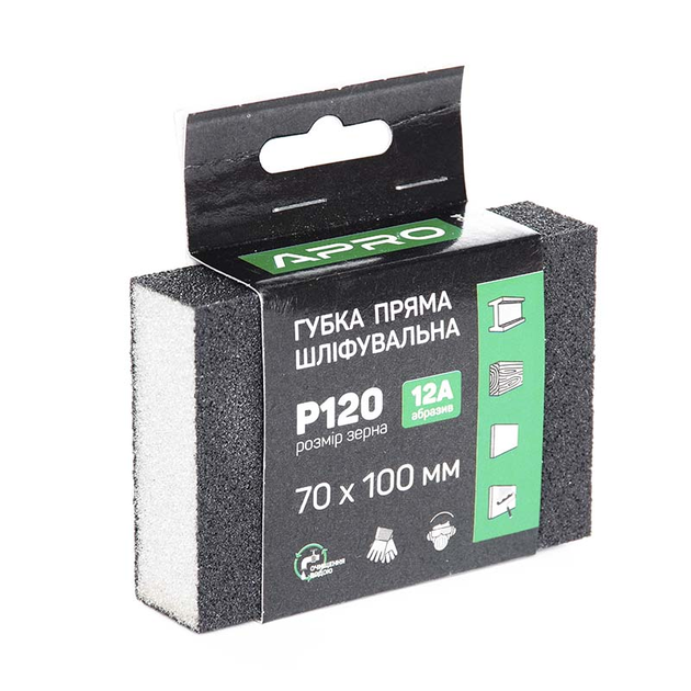 Губка шліфувальна APRO чотрирьохстороння пряма P120 - зображення 1