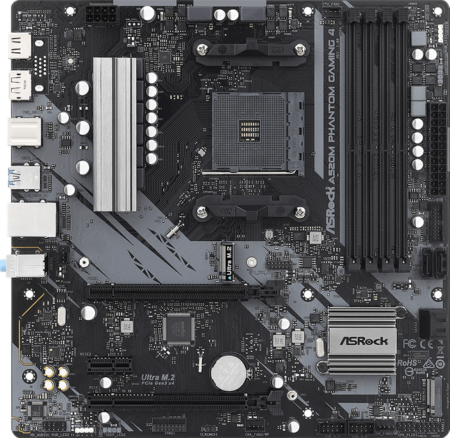 Материнская плата ASRock A520M Phantom Gaming 4 (sAM4, AMD A520, PCI-Ex16) - изображение 1