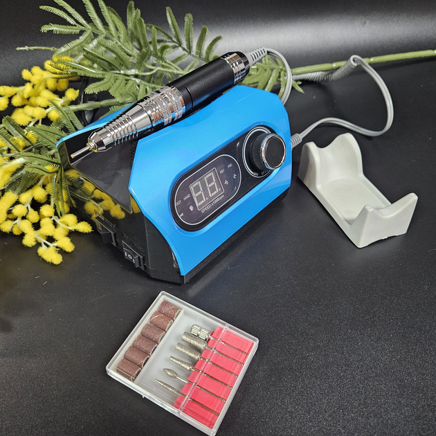 Фрезер з дисплеєм для манікюру та педикюру Nail Drill ZS-717 PRO Синій - зображення 4