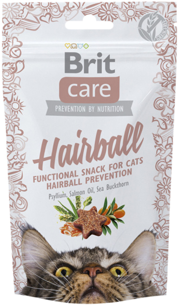 Ласощі для котів Brit Care Cat Snack HairBall 50 g (8595602521395) - зображення 1