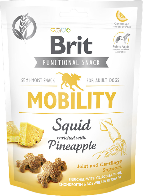 Ласощі для собак Brit Care Dog Functional Snack Mobility Squid 150 g (8595602539932) - зображення 1