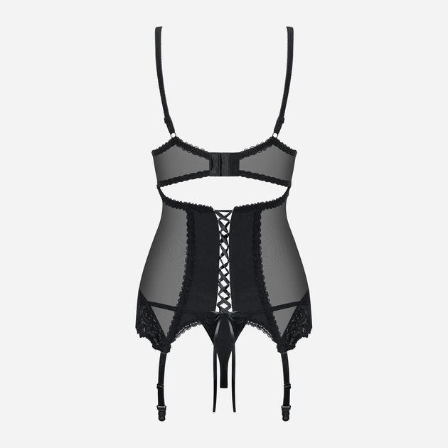 Komplet (gorset + stringi) Obsessive Amallie L/XL Czarny (5901688227923) - obraz 4