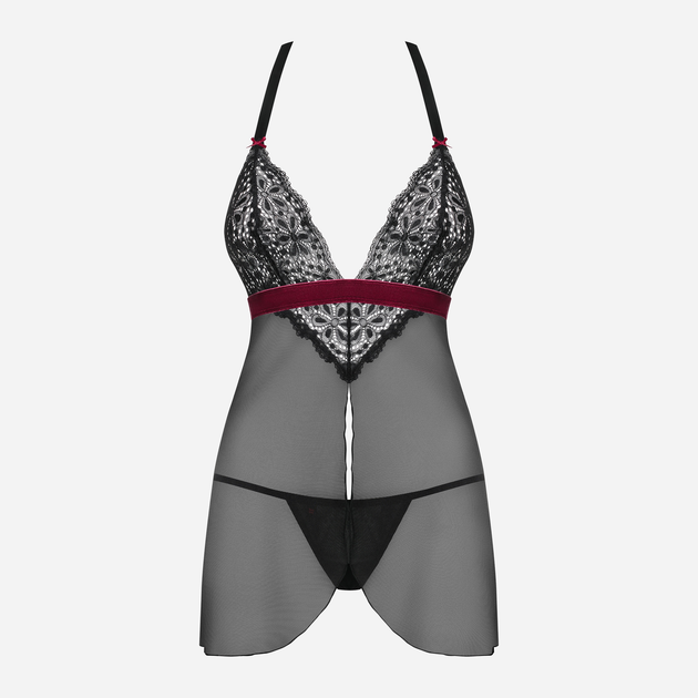 Комплект (пеньюар + трусики-стрінги) Obsessive Rossita S/M Чорний (5901688229132) - зображення 5