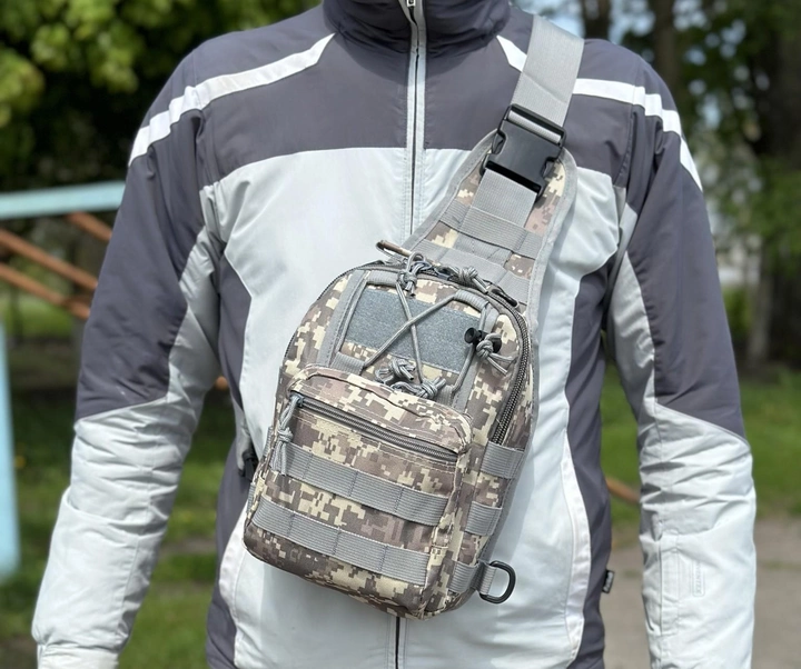 Тактический однолямочный рюкзак городской Tactic сумка барсетка слинг с системой molle на 6 л Пиксель (095-pixel) - изображение 1