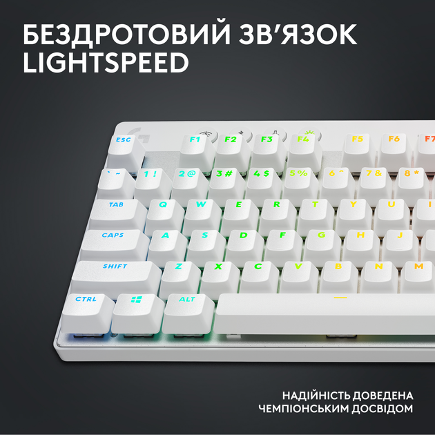 Клавіатура бездротова Logitech G PRO X TKL Lightspeed White Tactile (920-012148) - зображення 3