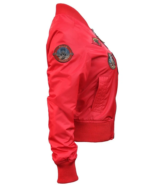 Бомбер Miss Top Gun MA-1 jacket with patches XS Red TGJ1573P
