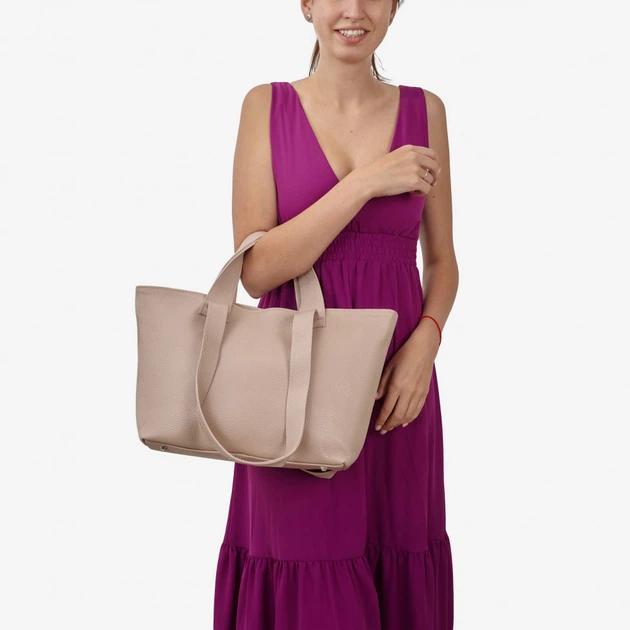 Сумка женская кожаная с двумя парами ручек шоппер средняя Regina Notte Shopper 2771 Пудра - изображение 2