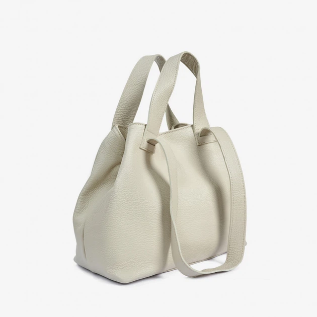 Сумка женская кожаная с двумя парами ручек шоппер средняя Regina Notte Shopper 2771 Бежевый - изображение 3
