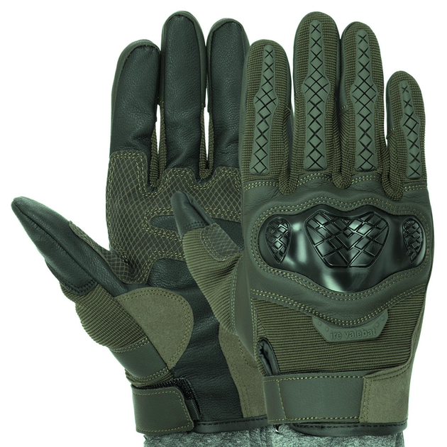Сенсорные перчатки тактические военные-армейские Military Rangers полнопалые с защитой костяшек, боевые, с закрытыми пальцами XXL Оливковый BC-9876 - изображение 1