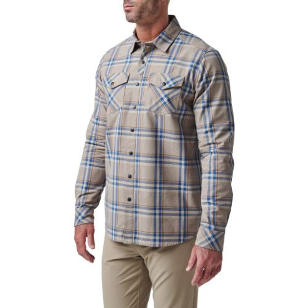 Сорочка 5.11 Tactical Gunner Plaid Long Sleeve Shirt 5.11 Tactical Badlands Tan Plaid, M (Коричневая) Тактическая - изображение 1