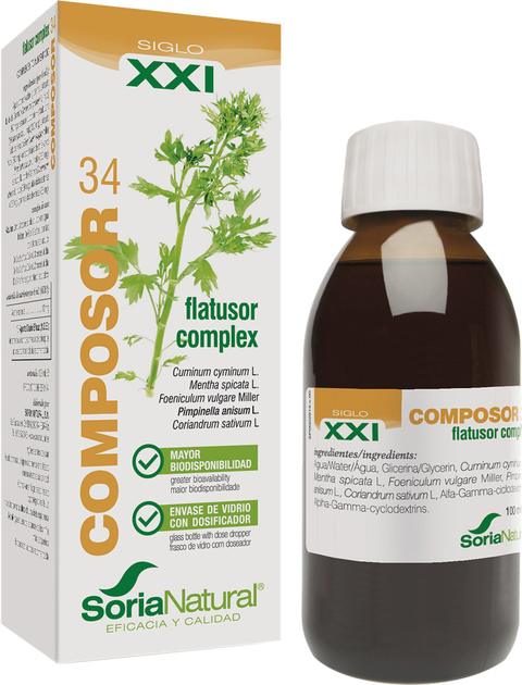 Харчова добавка Soria Composor 34 Flatusor Complex 100 ml XXl (8422947152345) - зображення 1