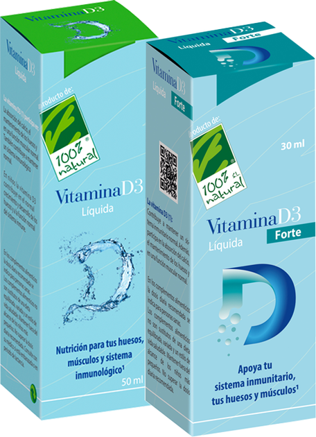Добавка харчова 100% Natural Vitamina D 3 Liquida 50 мл (8437008750583) - зображення 1