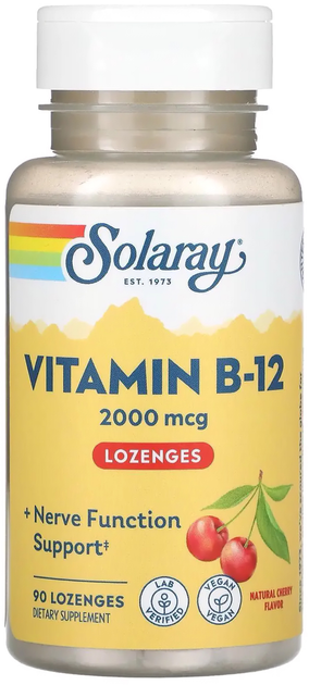 Вітаміни Solaray Vitamina B12 2000 Mcg 90 таблеток (76280879490) - зображення 1